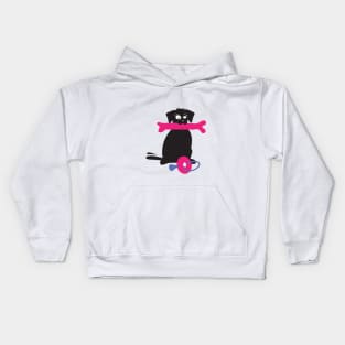 Black labrador puppy with bone Kids Hoodie